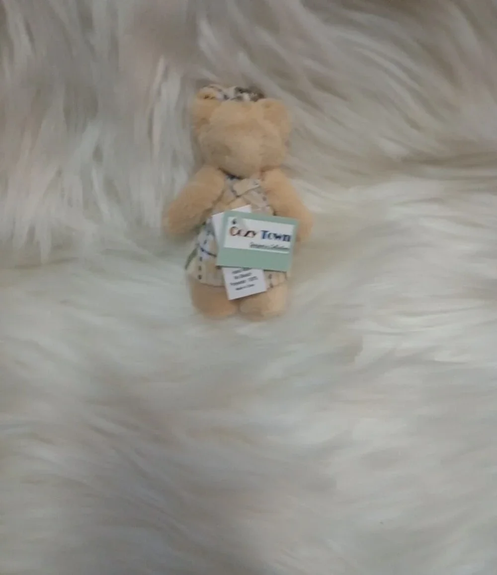 Cozy Town  Vintage Plush Beige Teddy Keychain Accessory  NWT.